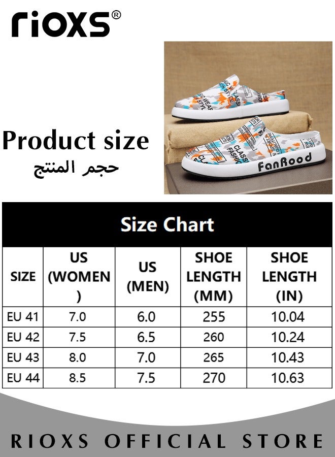 RIOXS Men's Fashion Summer Letter Graffiti Canvas Slippers Breathable Casual Closed Toes Shoes Soft Insole Slip On Shoes - Image 4