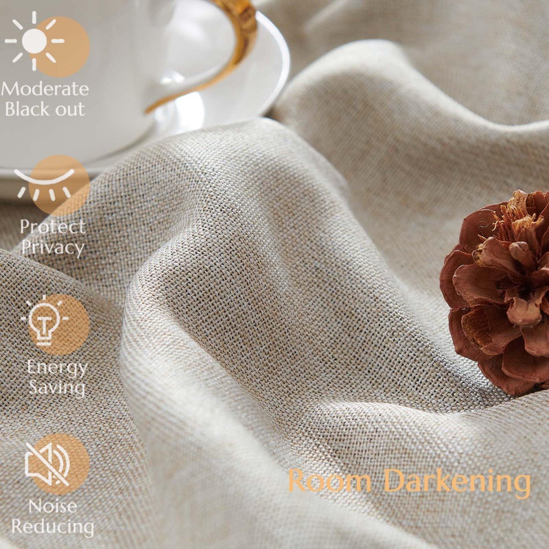 jinchan 70% Blackout Curtain 63 Inch Length Beige Curtain for Bedroom Living Room Curtain 1 Panel Texture Curtain Grommet Top Window Drape 72 Inches Wide by 63 Inches Long