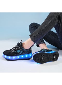 باكا رابيت حذاء تزلج رياضي لامع أنيق مزود بعجلات ونعل برق مع ضوء فلاش LED  - Image 4