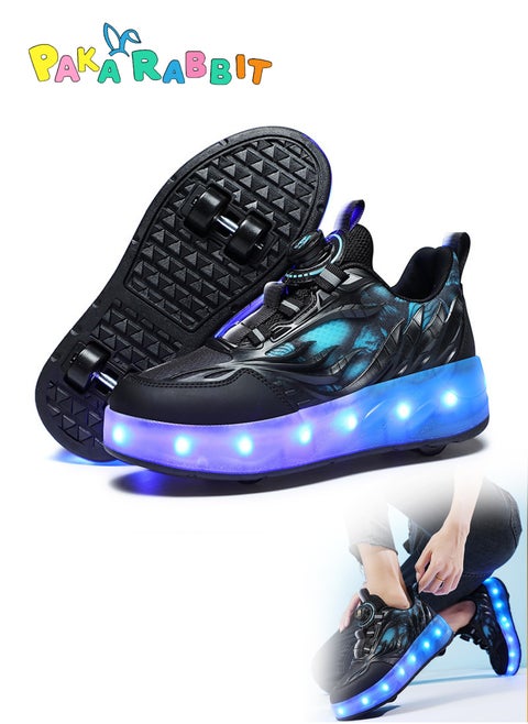 LED Flash Light Fashion Shiny Sneaker Skate Shoes With Wheels And Lightning Sole