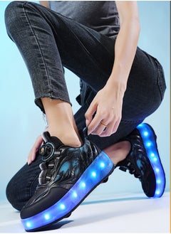 باكا رابيت حذاء تزلج رياضي لامع أنيق مزود بعجلات ونعل برق مع ضوء فلاش LED  - Image 2