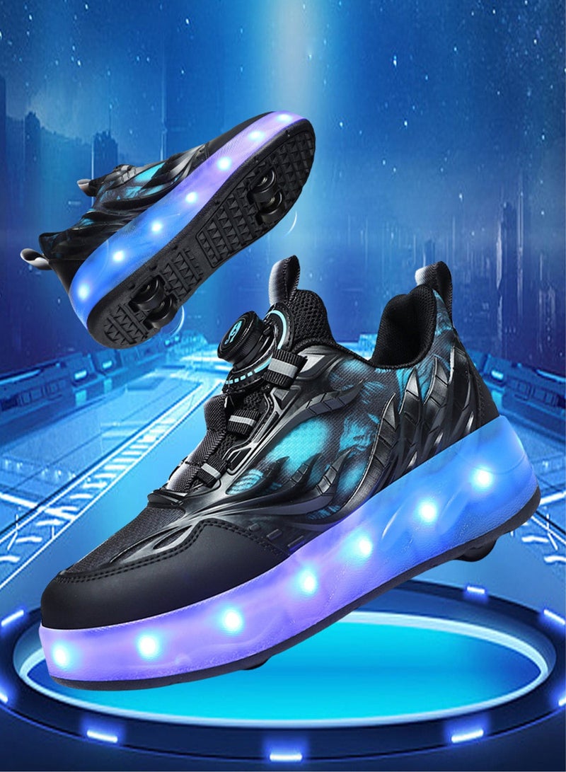 Paka Rabbit LED Flash Light Fashion Shiny Sneaker Skate Shoes With Wheels And Lightning Sole - Image 3