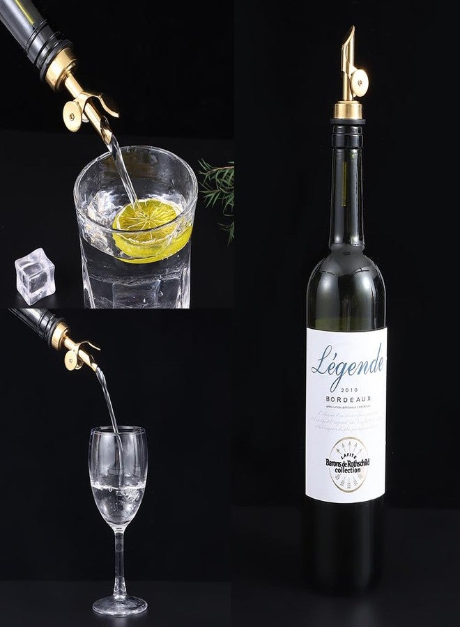beyonday 6pcs Self Closing Liquor Bottle Pourers - Gold, Auto Flip Wine Bottle Stoppers with Rubber Dust Cap & Cleaning Brush, Weighted Olive Oil Vinegar Dispenser Spout, Fit about 3/4'' Bottle Mouth - Image 4