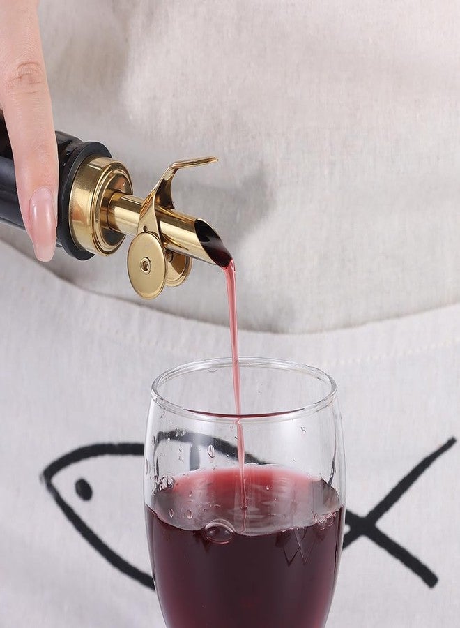 beyonday 6pcs Self Closing Liquor Bottle Pourers - Gold, Auto Flip Wine Bottle Stoppers with Rubber Dust Cap & Cleaning Brush, Weighted Olive Oil Vinegar Dispenser Spout, Fit about 3/4'' Bottle Mouth - Image 2