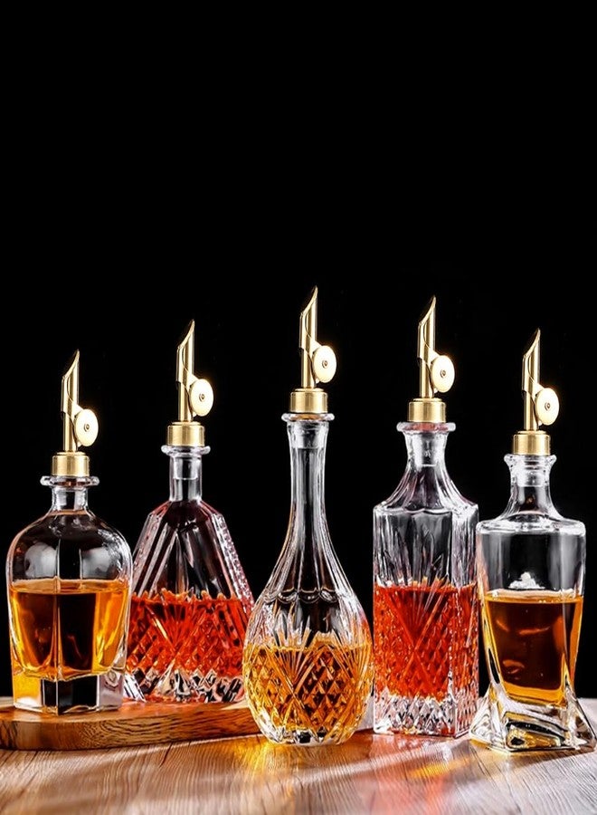 beyonday 6pcs Self Closing Liquor Bottle Pourers - Gold, Auto Flip Wine Bottle Stoppers with Rubber Dust Cap & Cleaning Brush, Weighted Olive Oil Vinegar Dispenser Spout, Fit about 3/4'' Bottle Mouth - Image 3