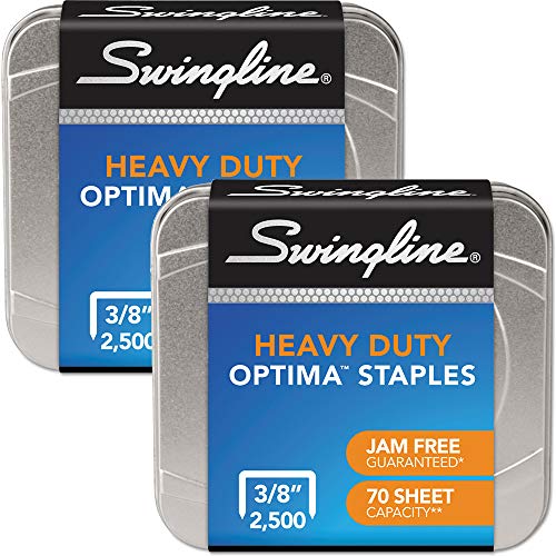 Swingline Staples, Optima, Heavy Duty, 3/8" Length, Jam Free, 125/Strip, 2500/Box, 2 Pack (35557) - Image 1