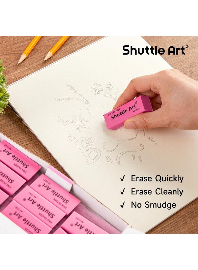 شاتل أرت ممحاة وردية، عبوة من 36 ممحاة بكميات كبيرة، خالية من اللاتكس، لا تترك أي أثر، ممحاة ناعمة للأطفال والمعلمين والمدارس المنزلية وفصول الفنون ولوازم العودة إلى المدرسة - Image 4