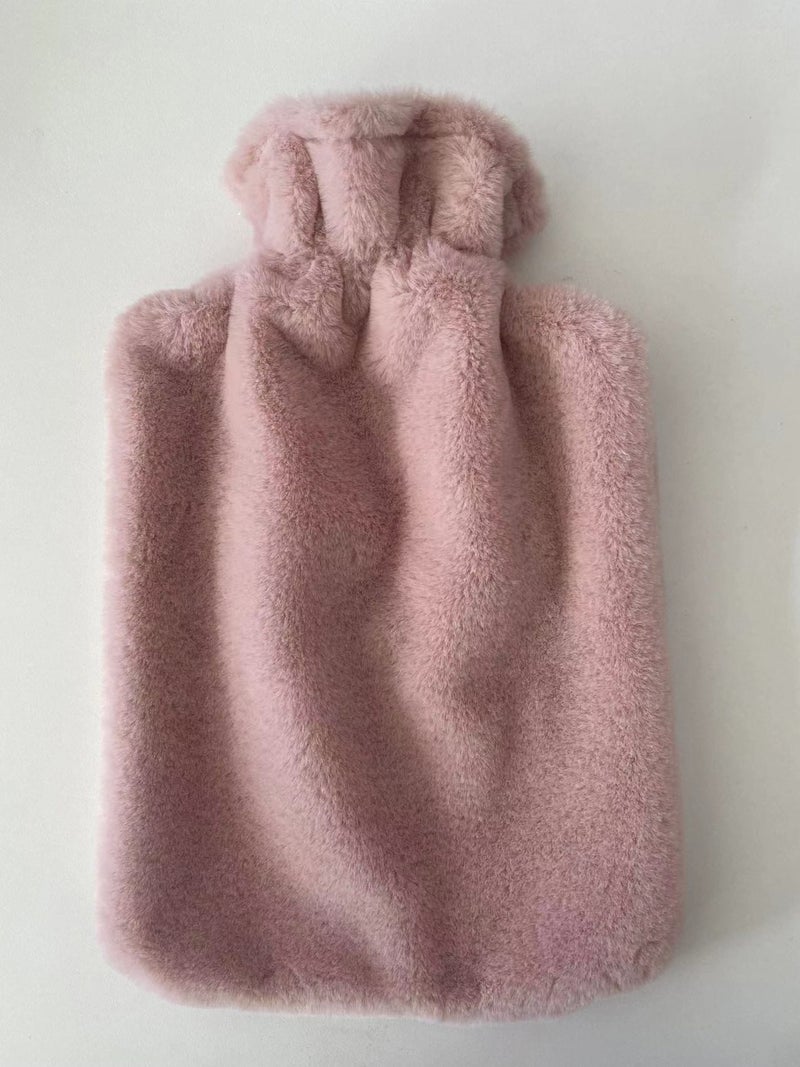 Generic Digital PVC Hot Water Bag with Plush Cover Rabbit Hair Cover-Water Free Bag-Red 