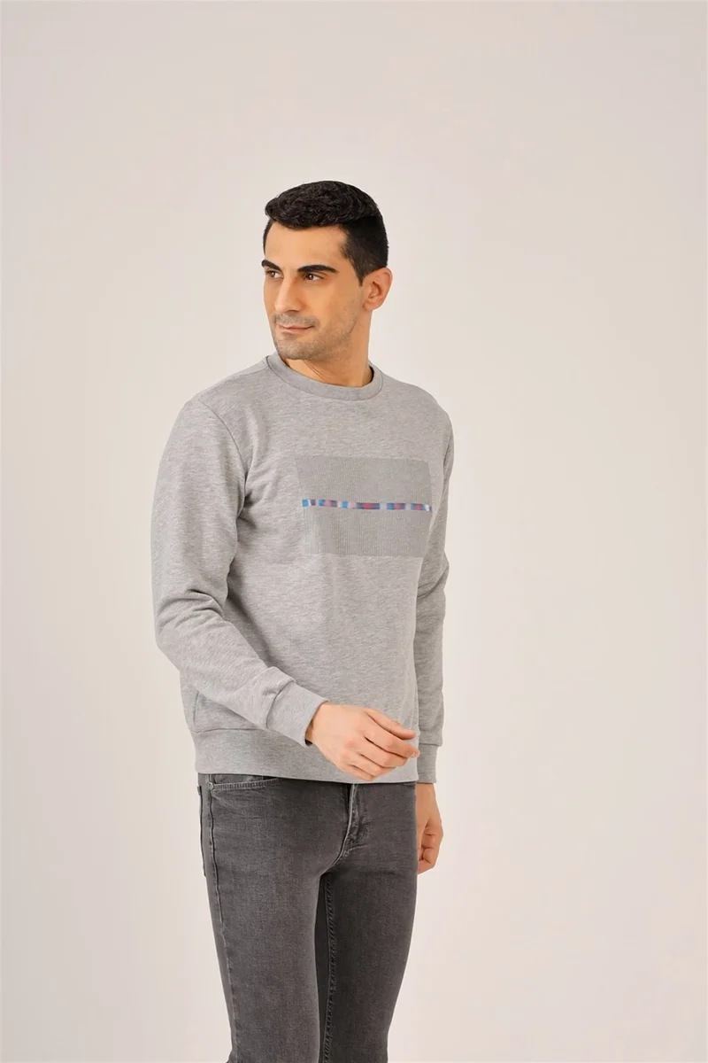 دوفي Gray Melange Men's Regular Fit Crew Neck Sweatshirt