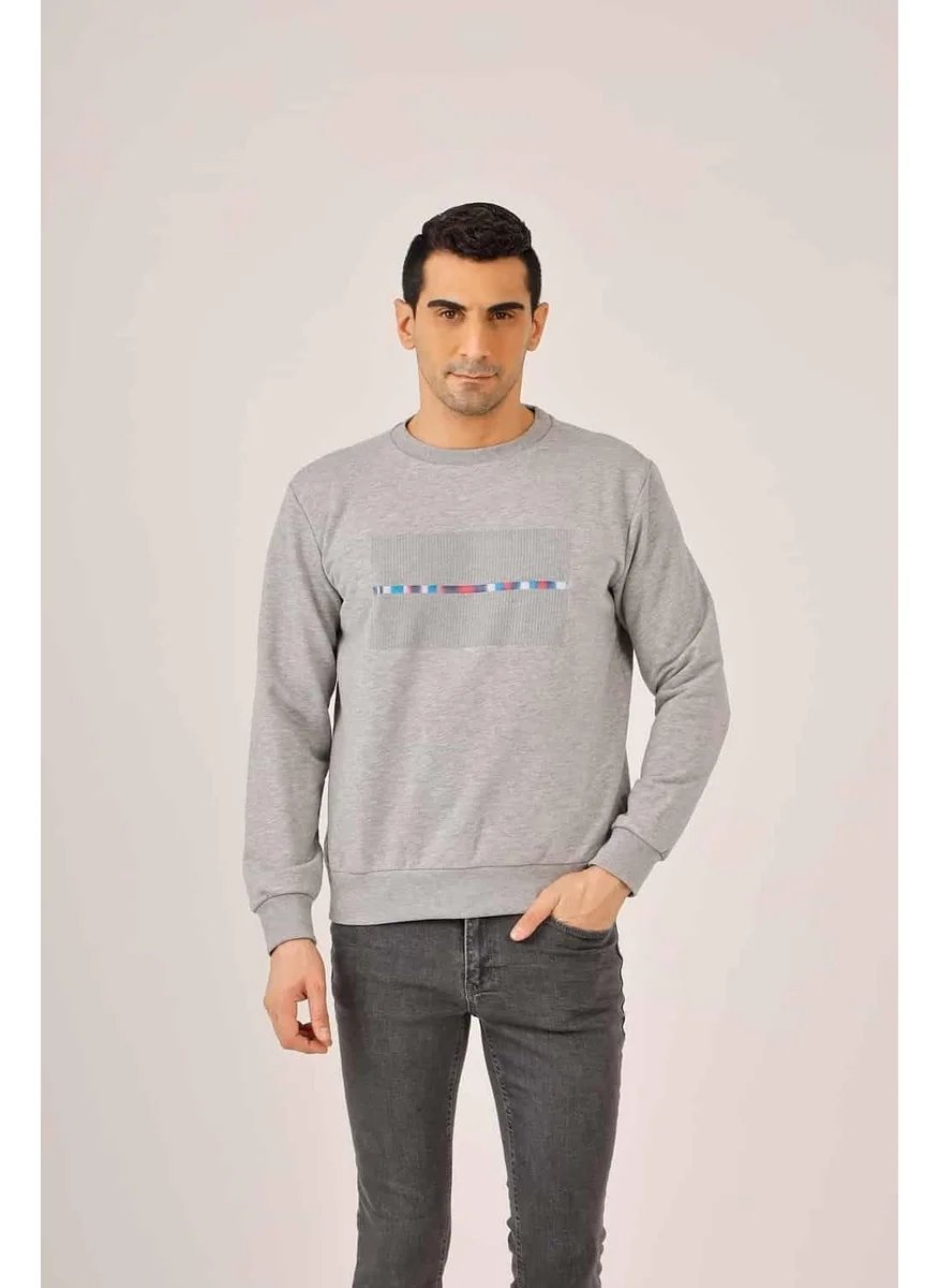 Dufy Gray Melange Men's Regular Fit Crew Neck Sweatshirt