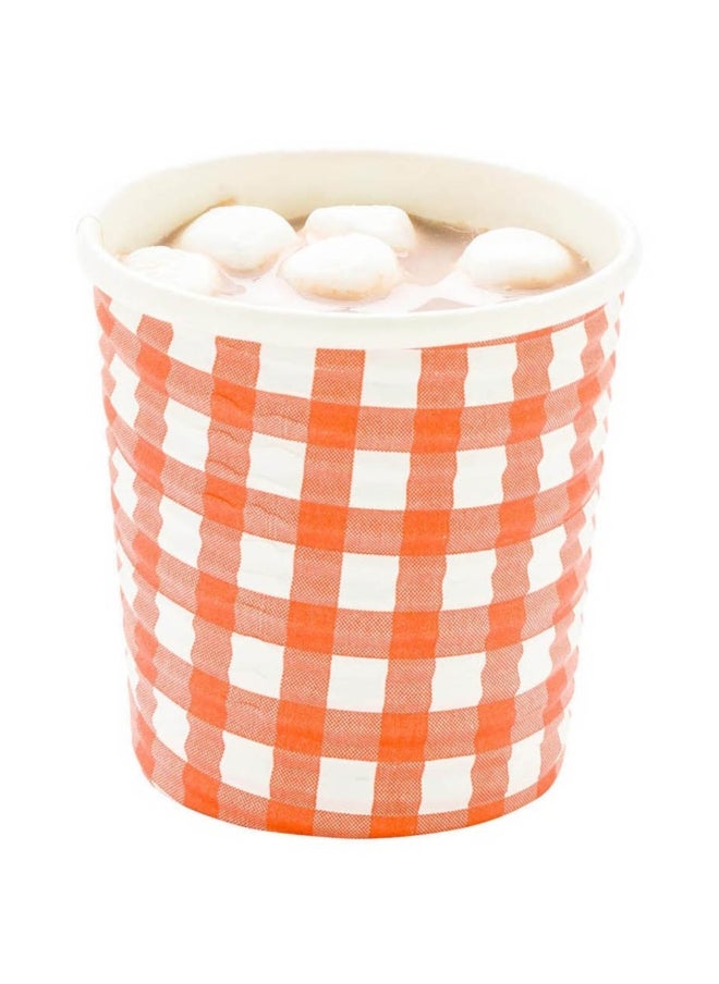 Restaurantware Disposable Paper Hot Cup, Spiral Wall Paper Coffee/Tea Cup - Red Picnic Print - 4 oz - Insulated, No Need For Sleeves - 500 ct Box For Cafes, Coffee Shops, Restaurants and More  - Image 2
