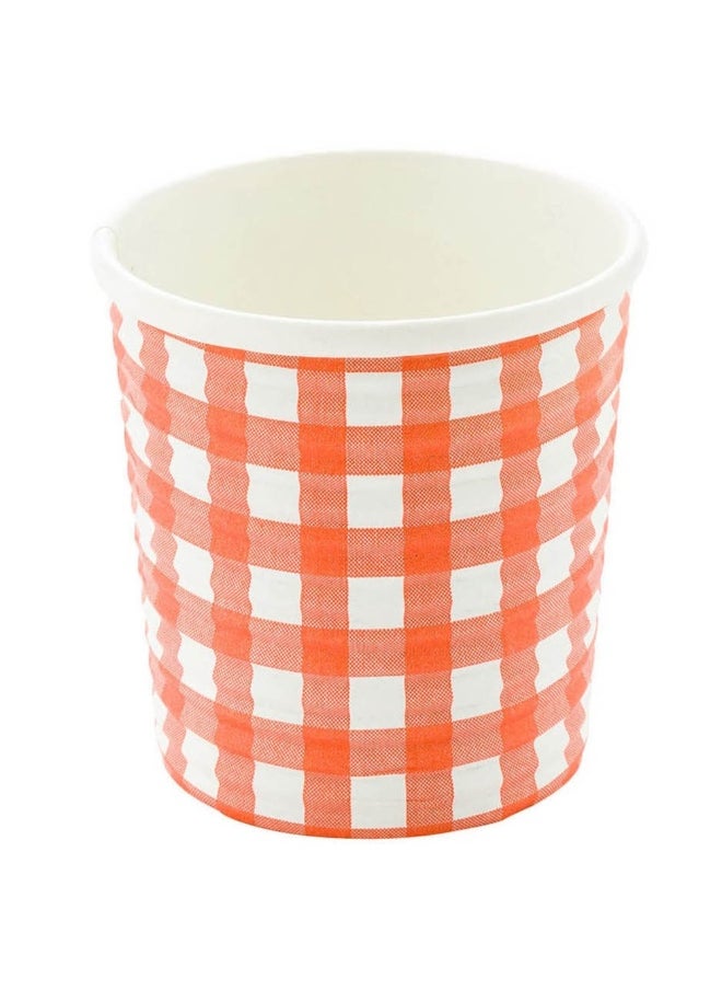 Restaurantware Disposable Paper Hot Cup, Spiral Wall Paper Coffee/Tea Cup - Red Picnic Print - 4 oz - Insulated, No Need For Sleeves - 500 ct Box For Cafes, Coffee Shops, Restaurants and More  - Image 1