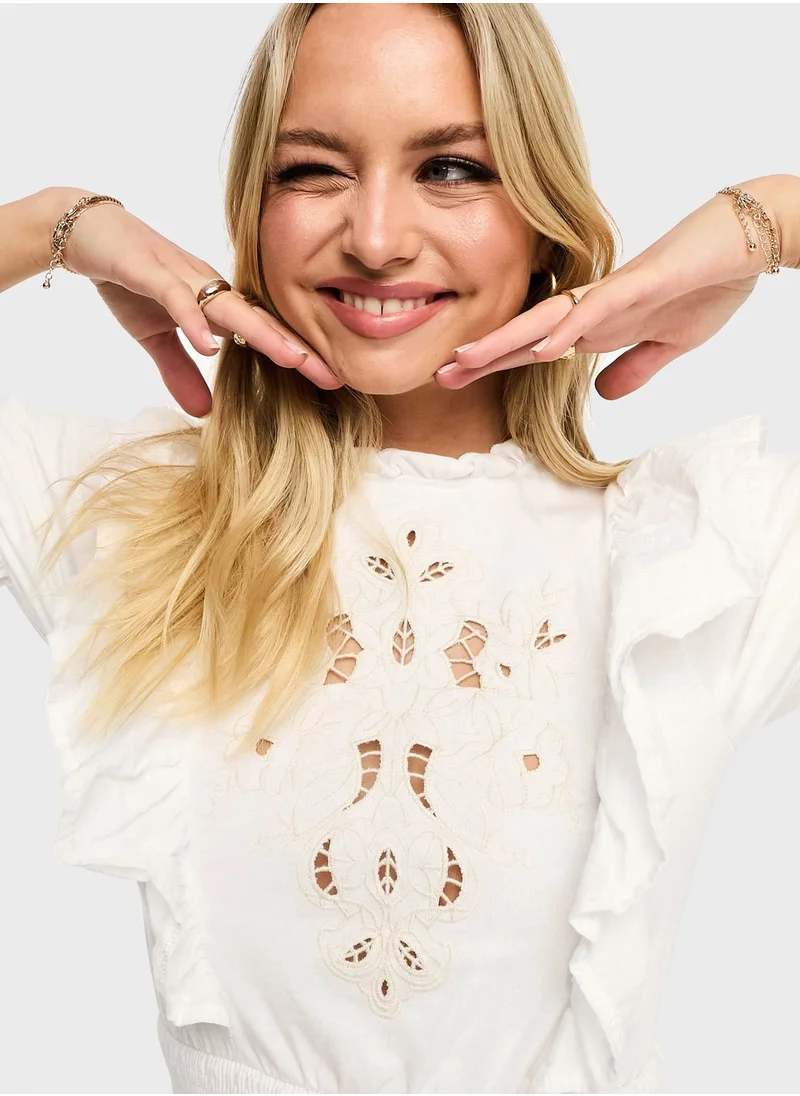 Miss Selfridge Fuff Sleeve Cut Out Detail Top