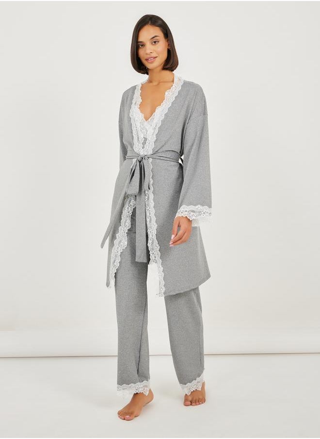 Styli Pack of 3 - Lace Trim Cami- Pyjama and Robe  - Image 2