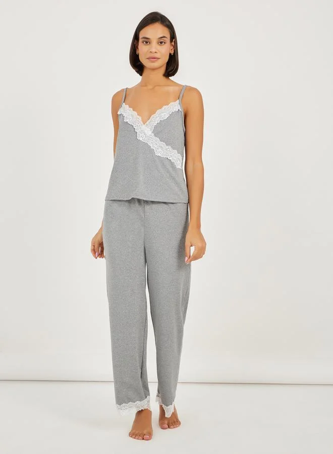Styli Pack of 3 - Lace Trim Cami- Pyjama and Robe
