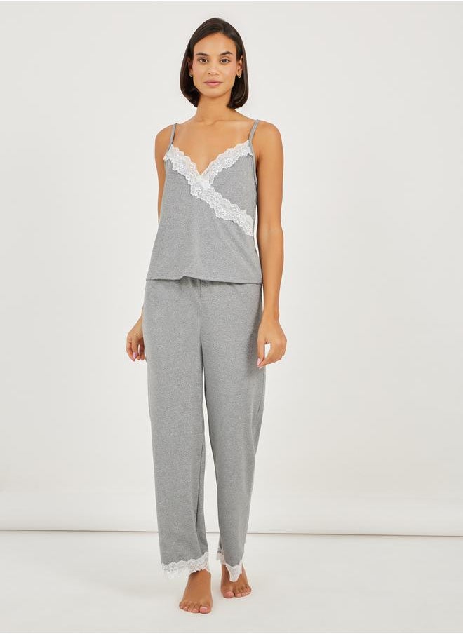 Styli Pack of 3 - Lace Trim Cami- Pyjama and Robe  - Image 3