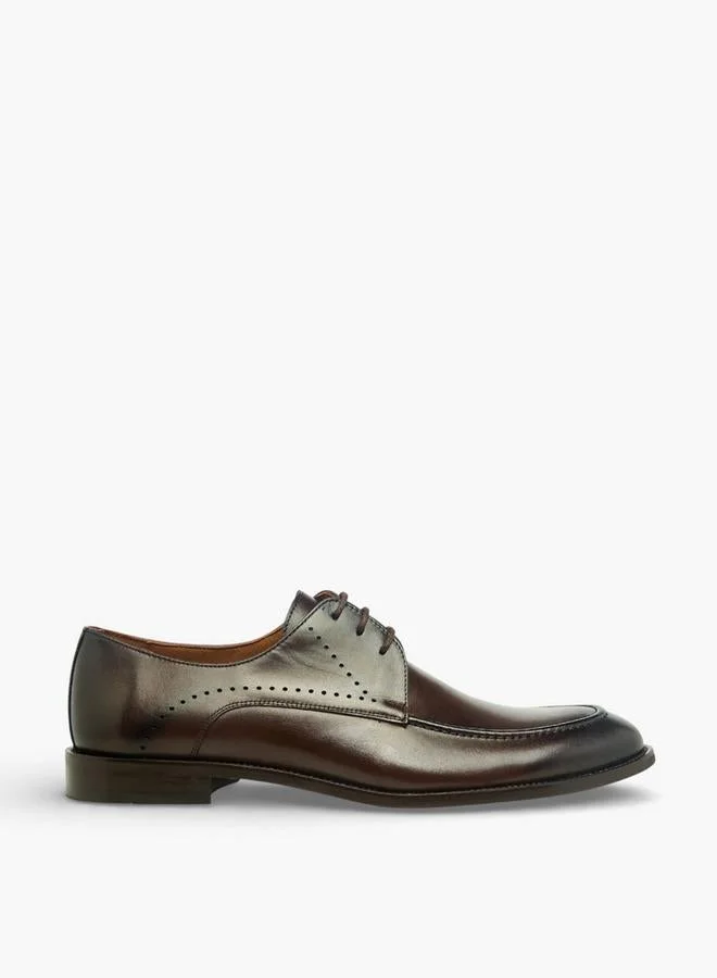 Duchini Men Lace-Up Leather Derby Shoes