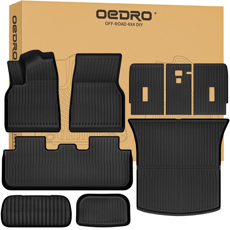 OEDRO Tesla Model Y Juniper Floor Mats 2025 2026 Custom Fit All-Weather TPE Model Y Juniper Back Seat Protector, Cargo Liner, Trunk & Interior Model Y Accessories - Image 1
