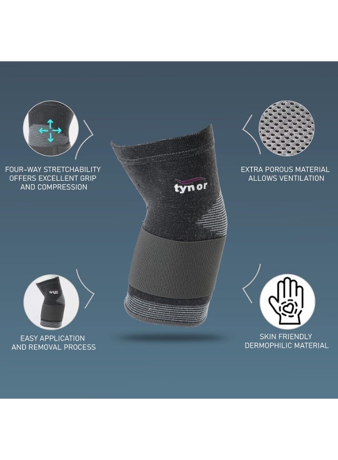 تاينور دعامة الكوع من TYNOR | لضمان استقرار المفصل وتخفيف الألم | خفيفة الوزن وجيدة التهوية | مثالية للرياضة، والتهاب المفاصل، والتمارين، وصالة الألعاب الرياضية | تتيح حرية حركة الكوع بكل راحة | عبوة مكونة من قطعتين (رمادي، مقاس XL) - Image 2
