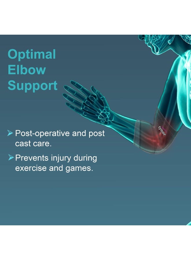 تاينور دعامة الكوع من TYNOR | لضمان استقرار المفصل وتخفيف الألم | خفيفة الوزن وجيدة التهوية | مثالية للرياضة، والتهاب المفاصل، والتمارين، وصالة الألعاب الرياضية | تتيح حرية حركة الكوع بكل راحة | عبوة مكونة من قطعتين (رمادي، مقاس XL) - Image 4