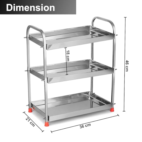 Namani 2-Tier Stainless Steel Kitchen Rack – Countertop Organizer Storage Shelf | Rustproof Space Saver Rack for Spices, Jars, Utensils | Multipurpose Shelf Stand for Kitchen, Bathroom (3-Tier) - Image 4