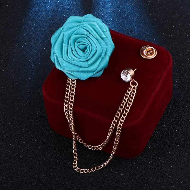 MXUHUI Fashion Bridegroom Wedding Brooches Cloth Art Hand-Made Rose Flower Brooch Lapel Pin Badge Tassel Chain Men's Suit Accessories - Image 2