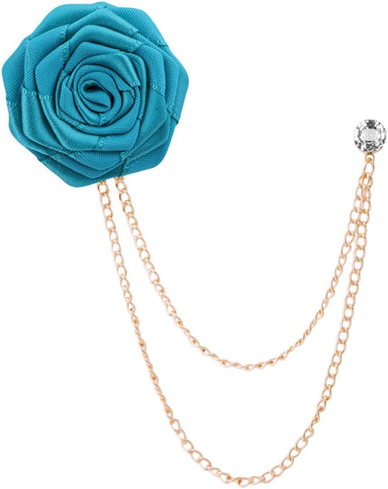 MXUHUI Fashion Bridegroom Wedding Brooches Cloth Art Hand-Made Rose Flower Brooch Lapel Pin Badge Tassel Chain Men's Suit Accessories - Image 1