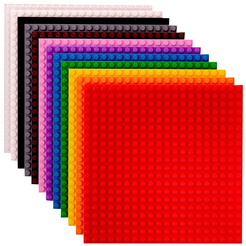 Strictly Briks Stackable Baseplates 12 Pack Compatible with Lego - 2 Rainbow Colors Stackable Brick Building Baseplate 20x20 Studs - Image 1
