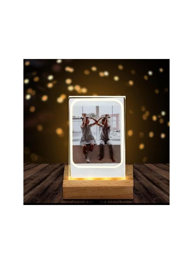 The Bros 2 Pcs Glowing Clear Acrylic Picture Frame, 3 Inch Mini Tabletop Picture Frame for Instax Mini 11/9/8/EVO Instant Film Photo, Warm Light Table Photo Frame for Polaroid 3" Film Photo  - Image 4
