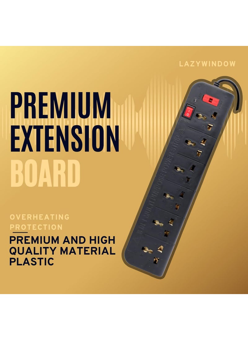 LAZYwindow LAZYwindow Extension Board 61 with 230cm Wire Length 3 Pin Black Pack of 2  - Image 2