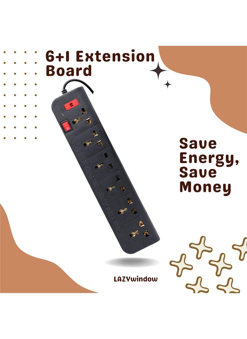 LAZYwindow LAZYwindow Extension Board 61 with 230cm Wire Length 3 Pin Black Pack of 2  - Image 3