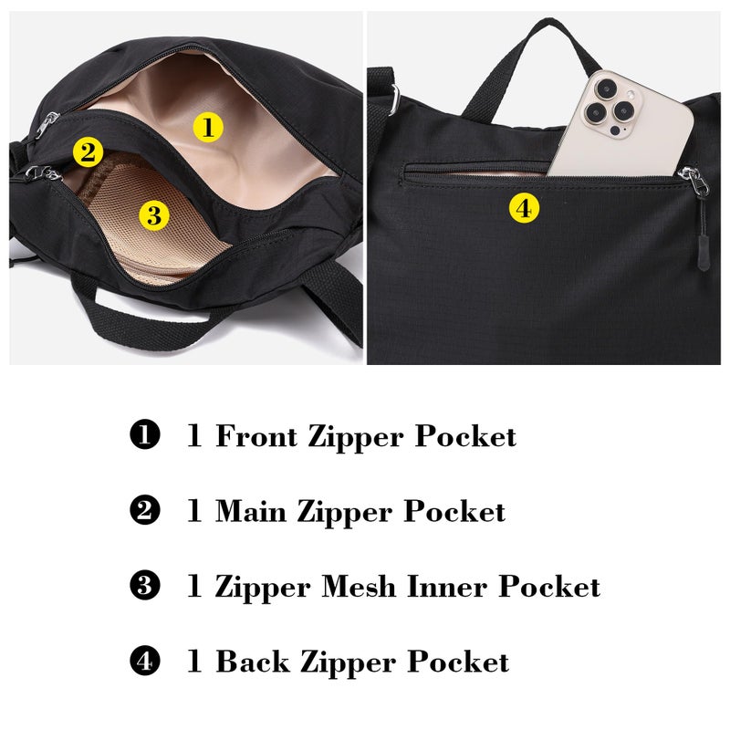 Haytijoe Crossbody Bags for Women Travel Lightweight Nylon Small Purse Mini Tote Bag Top Handle Handbag Satchel Ladies Purses(Black) - Image 4