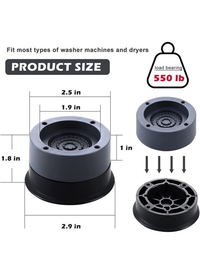 Beauenty - 4 Pcs Washing Machine Anti-vibration Pads Set, Universal Washer Damper Vibration Protecting Base, Anti-Slip Boosting Shock Absorption and Noise Reduction Pads with Suction Cups for Washer and Dryer - Image 1