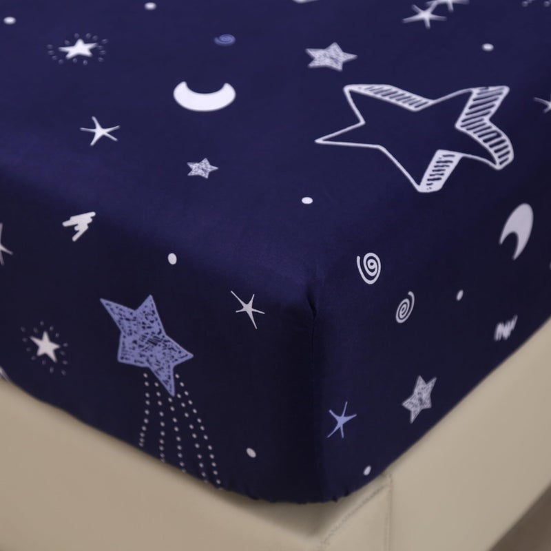 MAG 3pcs Purple Star Queen Bed Sheet,Space Microfiber Bedding Sheet Set,Galaxy Bedding Set with 1 Fitted and 2 Pillowcases,14 Inches Deep (Purple and White, Queen) - Image 4