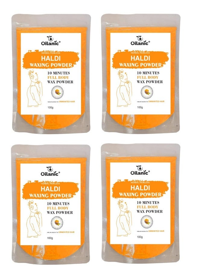 Oilanic Haldi Hair Removal Powder for Full Body (Pack of 4, Each 100 gram)|Wax Powder for Arms, Legs and Underarms Natural Skin-Friendly Formula Gentle and Effective Hair Removal for All Skin Types| - Image 1