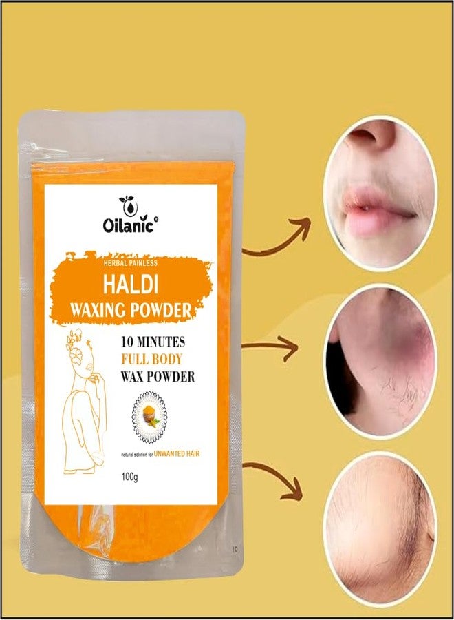 Oilanic Haldi Hair Removal Powder for Full Body (Pack of 4, Each 100 gram)|Wax Powder for Arms, Legs and Underarms Natural Skin-Friendly Formula Gentle and Effective Hair Removal for All Skin Types| - Image 3