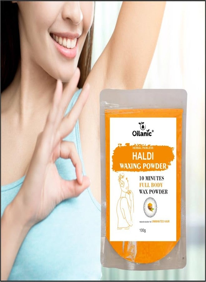 Oilanic Haldi Hair Removal Powder for Full Body (Pack of 4, Each 100 gram)|Wax Powder for Arms, Legs and Underarms Natural Skin-Friendly Formula Gentle and Effective Hair Removal for All Skin Types| - Image 4