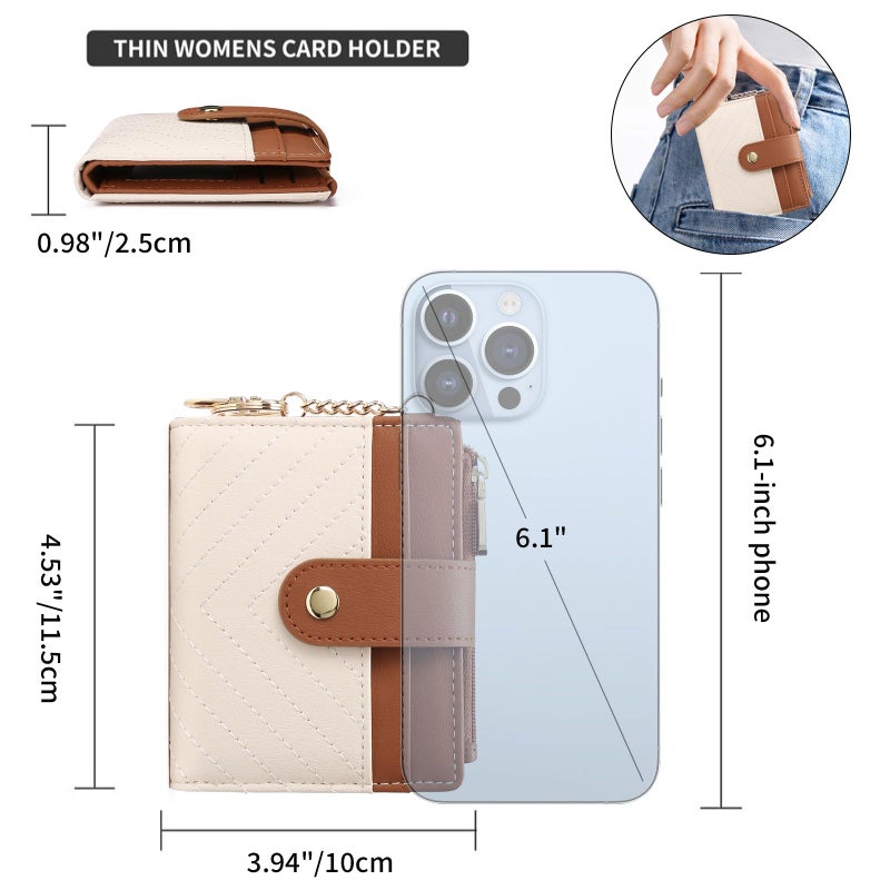 GAEKEAO Slim Wallet for Women, RFID Blocking Credit Card Holder Bifold Wallet with Zipper Coin Pocket, ID Window - Image 3