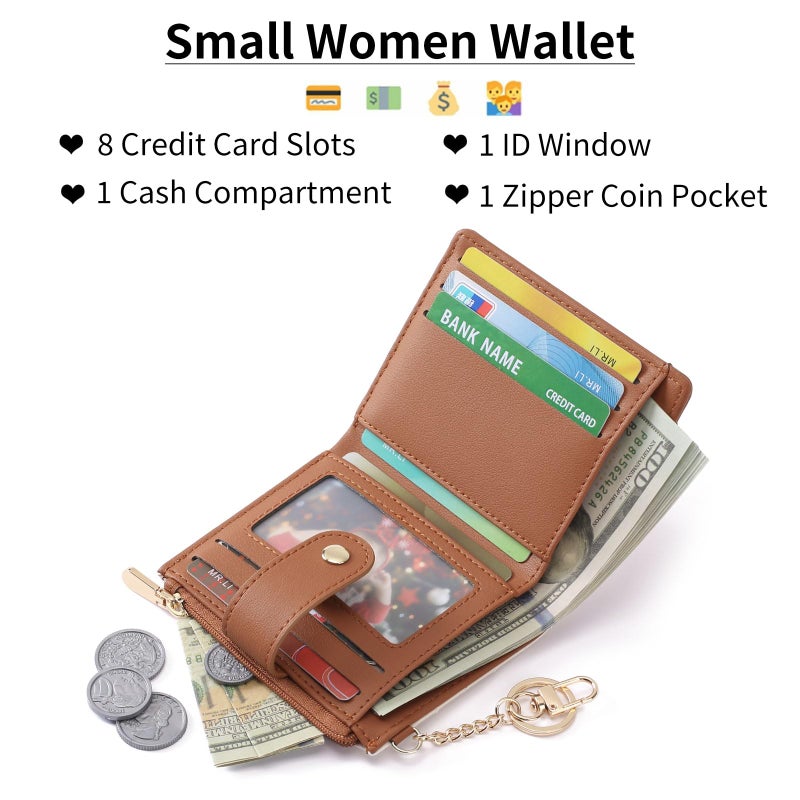 GAEKEAO Slim Wallet for Women, RFID Blocking Credit Card Holder Bifold Wallet with Zipper Coin Pocket, ID Window - Image 2