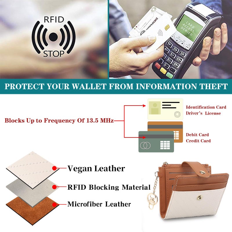 GAEKEAO Slim Wallet for Women, RFID Blocking Credit Card Holder Bifold Wallet with Zipper Coin Pocket, ID Window - Image 4