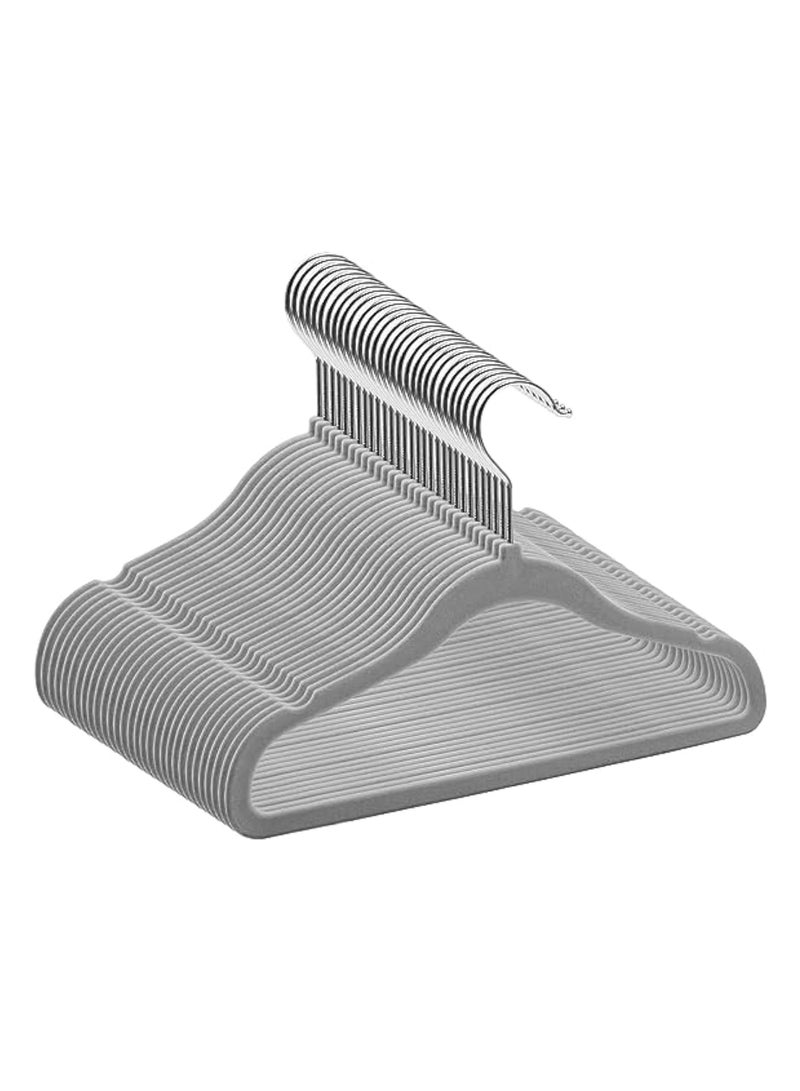 Amber Home Premium Baby Velvet Hangers Non-slip kids Hangers Ultra Slim Children Clothes Hangers 360° Swivel Hook Strong Durable Baby Hangers toddler hangers pack of 50 (Grey) - Image 1