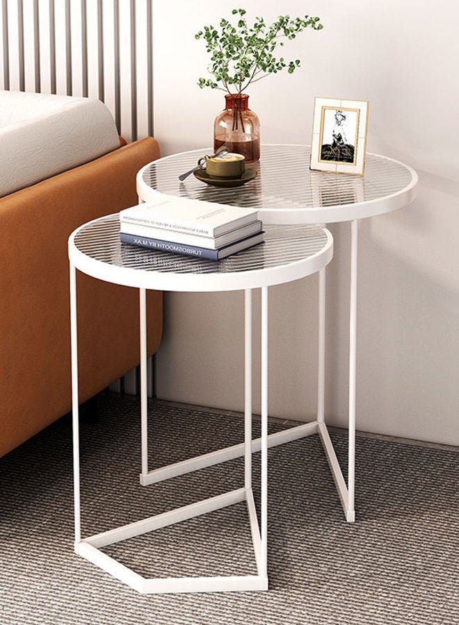 Sharpdo Simple Sofa Side Table Living Room Coffee Table Tempered Glass  End Table - Image 1