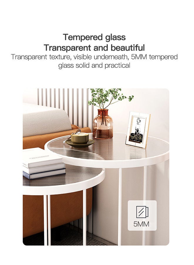 Sharpdo Simple Sofa Side Table Living Room Coffee Table Tempered Glass  End Table - Image 2