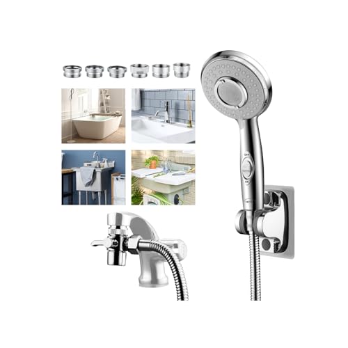 KLLEYNA Shower Head Sink-Faucet Bathtub-Bathroom-Garden - Hose Sprayer Attachment(5 Adapters) for Hair Washing & Pet Dog Rinse & Baby Bath, ON/OFF Extension for Moen, Kohler, Delta, American Standar - Image 1