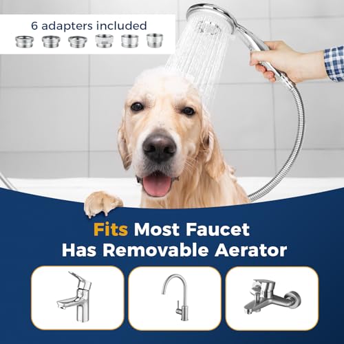 KLLEYNA Shower Head Sink-Faucet Bathtub-Bathroom-Garden - Hose Sprayer Attachment(5 Adapters) for Hair Washing & Pet Dog Rinse & Baby Bath, ON/OFF Extension for Moen, Kohler, Delta, American Standar - Image 4