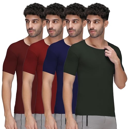 Amul Comfy Men's Pure Cotton Multi Color Color Vest with Sleeve Pack of 4(Assorted Colour May Vary) - Image 1