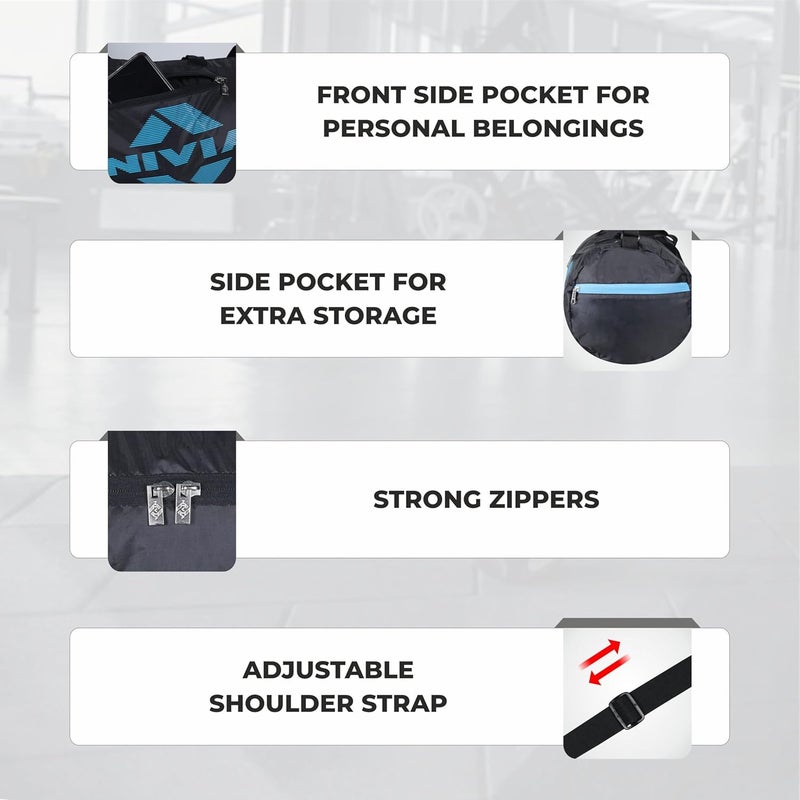 Nivia Deflate 2.0 Polyester Gym Bag - Unisex Adjustable Shoulder Duffle for Men, Carry Accessories, Fitness, Sports & Travel Kit (Black/Green,Capacity - 19.5LTR) - Image 4