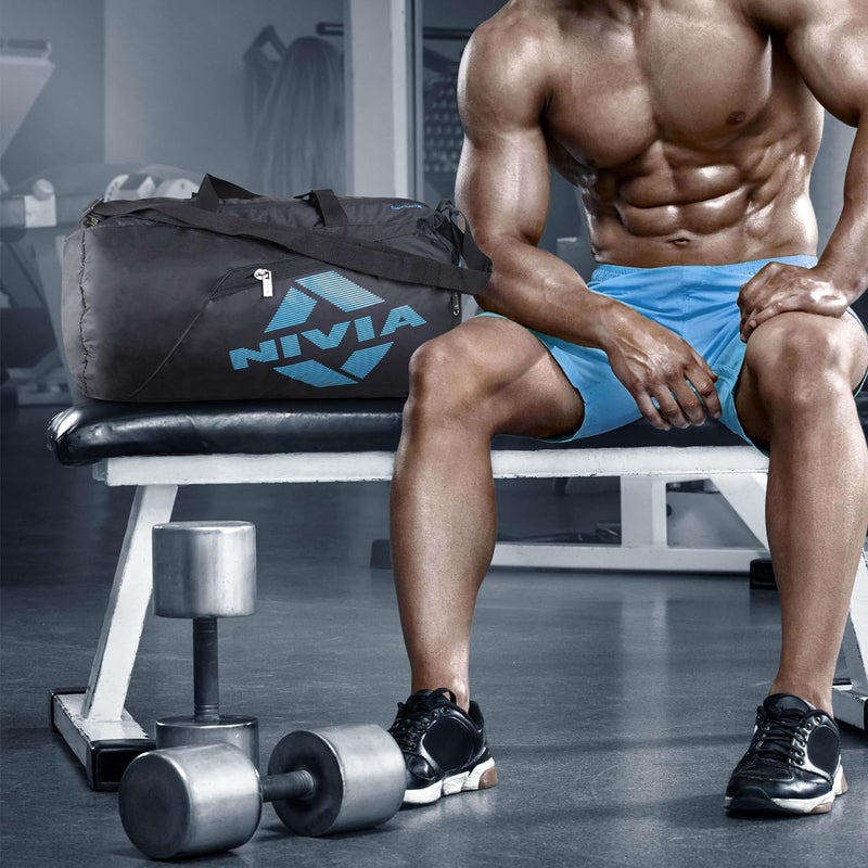 Nivia Deflate 2.0 Polyester Gym Bag - Unisex Adjustable Shoulder Duffle for Men, Carry Accessories, Fitness, Sports & Travel Kit (Black/Green,Capacity - 19.5LTR) - Image 2