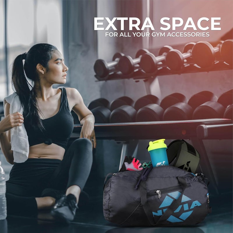 Nivia Deflate 2.0 Polyester Gym Bag - Unisex Adjustable Shoulder Duffle for Men, Carry Accessories, Fitness, Sports & Travel Kit (Black/Green,Capacity - 19.5LTR) - Image 5