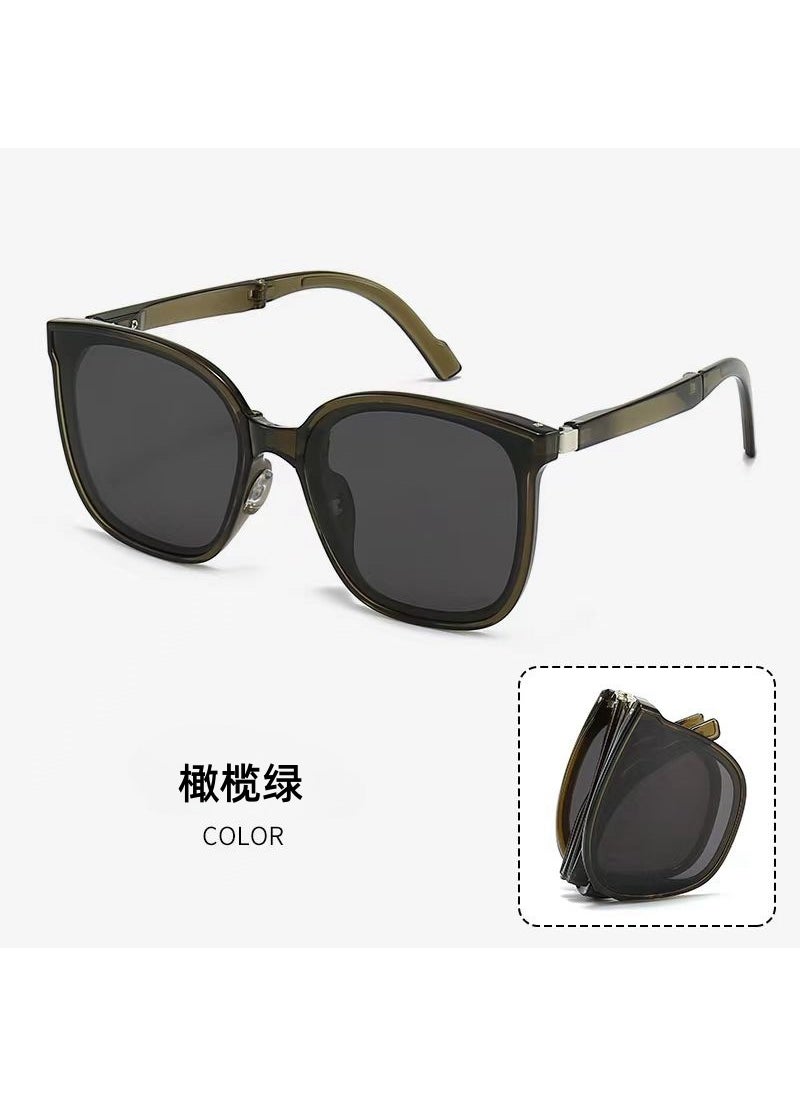 Foldable Cushion Nose Sunglasses, Polarized UV Protection Olive green frame